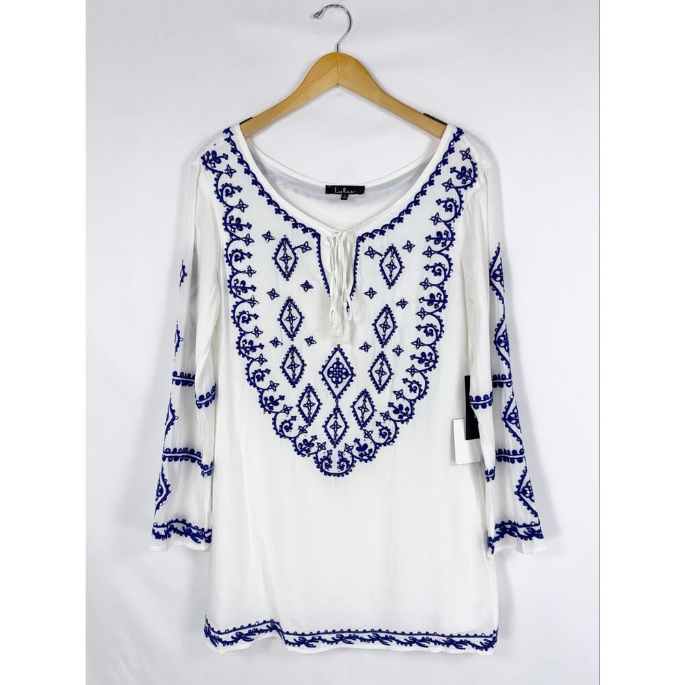Lulus A Day In The Life Embroidered Long Sleeve Mini Dress Women's Small White - Picture 2 of 16
